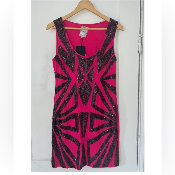 Yoana Baraschi NWT Geometric Beaded Dress - Picture 1 of 3